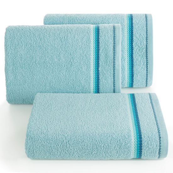 Ręcznik z tęczowym haftem na bordiurze 50x90cm - 50 X 90 cm - niebieski