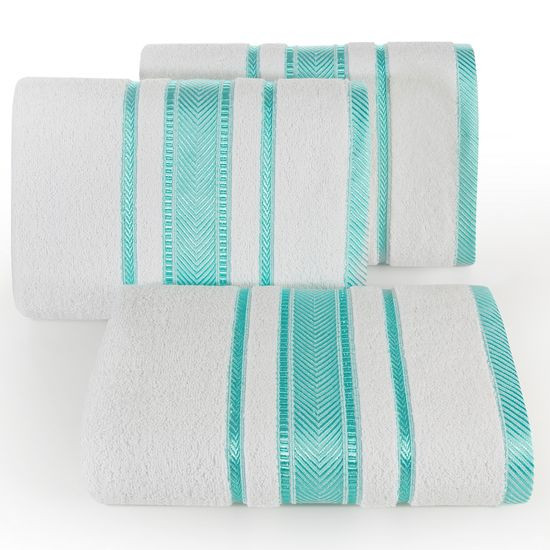 Ręcznik kąpielowy MATI z bordiurą w pasy Eurofirany - 50 x 90 cm - biały
