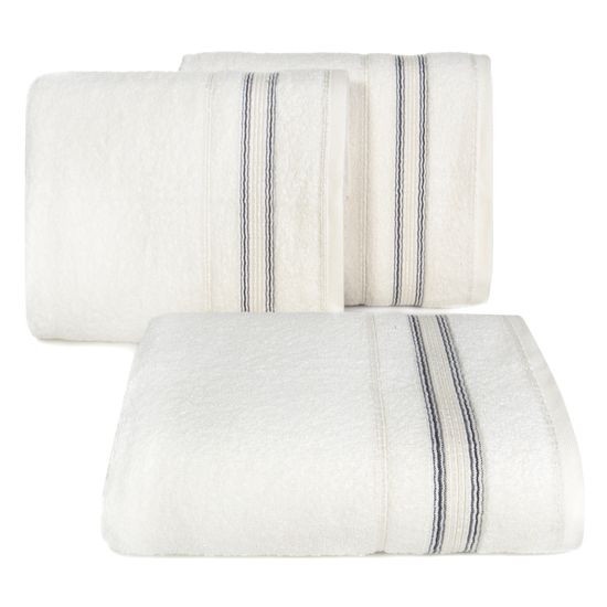 Ręcznik z bawełny z bordiurą podkreśloną srebrną nitką 50x90cm - 50 X 90 cm - kremowy