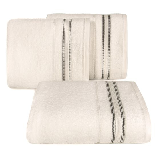 Ręcznik z bawełny z bordiurą podkreśloną srebrną nitką 50x90cm - 50 X 90 cm - beżowy