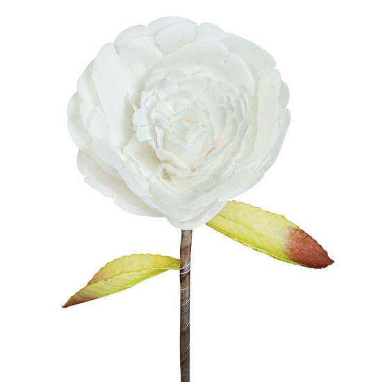 BIAŁY SZTUCZNY KWIAT PEONII 50 cm EUROFIRANY - dł. 50 cm śr.kwiat 11 cm - biały