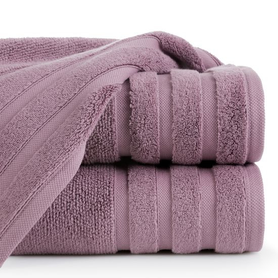 EMIL ręcznik łazienkowy z bordiurą w paski Eurofirany - 50 x 90 cm - fioletowy
