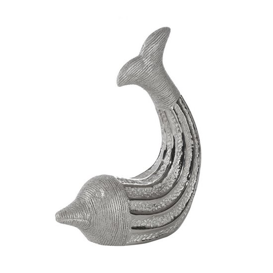 Figurka dekoracyjna PATO srebrny delfin Eurofirany - 14 x 6 x 17 cm - srebrny