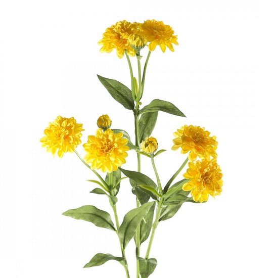 Sztuczny kwiat żółty NATU 92 MARGARETKI SANTINI bukiecik z tkaniny z listkami 65 cm Eurofirany - ∅ 4 x 65 cm - żółty