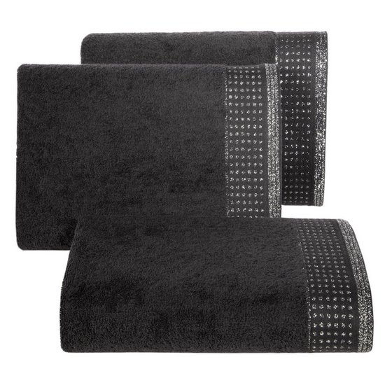 Ręcznik LUNA z błyszczącą bordiurą Eurofirany - 50 x 90 cm - czarny