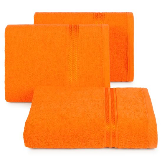 Ręcznik kąpielowy pomarańczowy LORI z bawełny z dekoracyjną bordiurą 30x50 cm Eurofirany - 30 X 50 cm - pomarańczowy