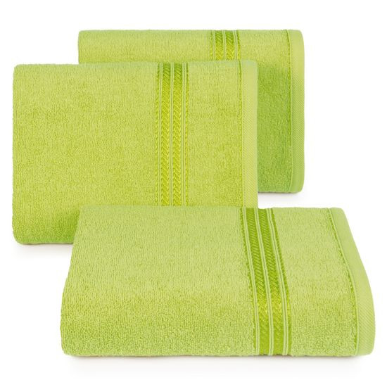 Ręcznik kąpielowy jasny zielony LORI z bawełny z dekoracyjną bordiurą 50x90 cm Eurofirany - 50 x 90 cm - zielony