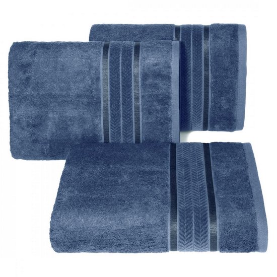 Ręcznik kąpielowy MIRO z włókna bambusowego z żakardową bordiurą Eurofirany - 50 x 90 cm - niebieski