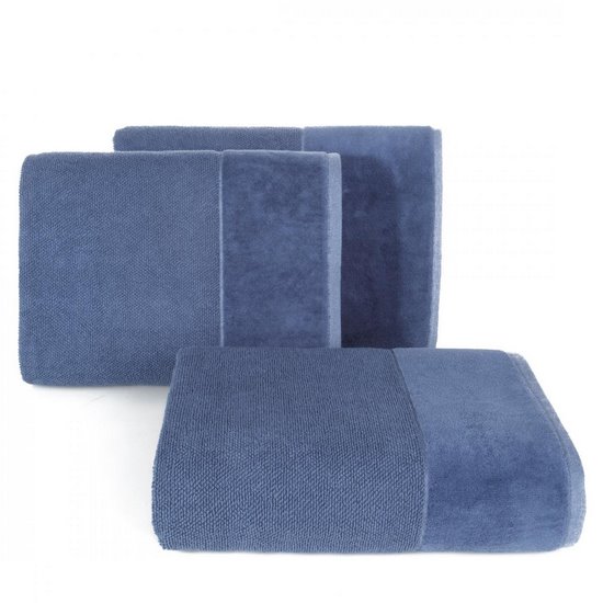 Ręcznik łazienkowy LUCY z bordiurą z weluru Eurofirany - 50 x 90 cm - niebieski
