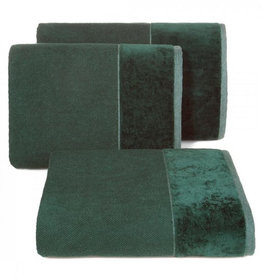 Ręcznik łazienkowy LUCY z bordiurą z weluru Eurofirany - 50 x 90 cm - butelkowy zielony