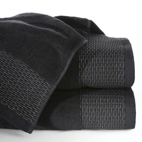 Ręcznik Mika Eurofirany Premium 70x140 czarny/srebrny - 70 X 140 cm - czarny
