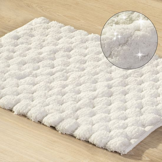 Biały dywanik łazienkowy tłoczony ze srebrną nicią 60x90 cm - 60 X 90 cm
