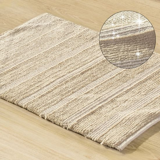 Łazienkowy dywanik w paski splot pętelkowy beż 60x90 cm - 60 x 90 cm - beżowy