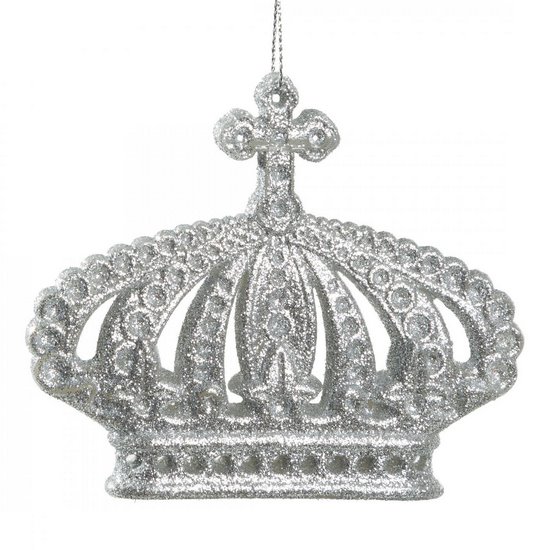 Srebrna zawieszka na choinkę ażurowa korona 10x8 cm Eurofirany - 10 x 8 cm - srebrny