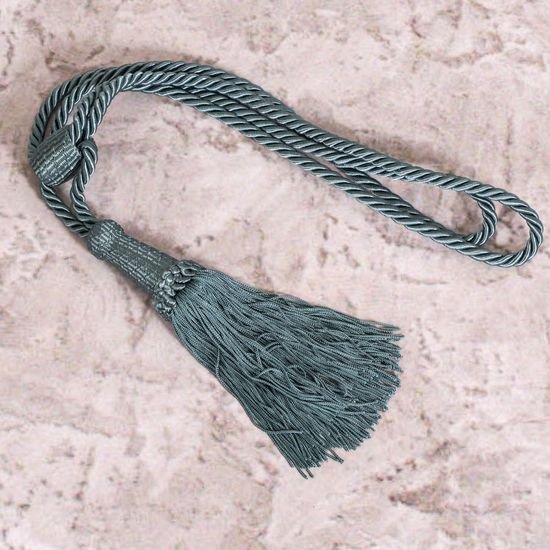 Dekoracyjny sznur miętowy do upięć z chwostem Eurofirany - 58 cm - ciemnomiętowy