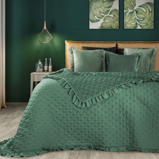 Narzuta zielona LIBI na łóżko w romantycznym stylu pikowana hot press 170x210 cm EUROFIRANY - 170 x 210 cm