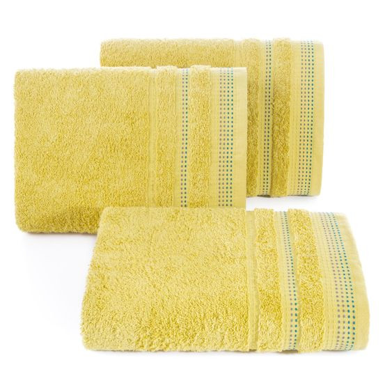 Ręcznik z bawełny z ozdobnym stebnowaniem 30x50cm - 30 X 50 cm - musztardowy