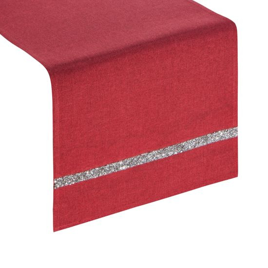 Czerwony bieżnik na stół do jadalni cekiny 33x140 cm - 33 x 140 cm - czerwony