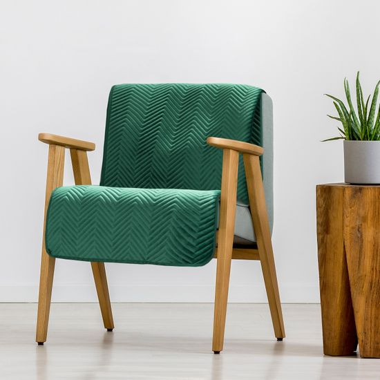 SOFIA zielona narzuta na fotel z matowego welwetu pikowanego w jodełkę 70x160cm Eurofirany - 70 x 160 cm