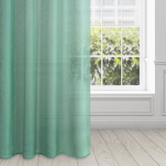 Dekoracja okienna ADEL turkusowa z drobnym deszczykiem na przelotkach Design 91 - 140 x 250 cm - zielony