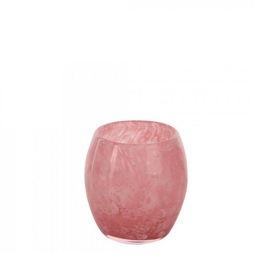 Świecznik dekoracyjny PILAR różowy ze szkła artystycznego Eurofirany - ∅ 10 x 10 cm - różowy