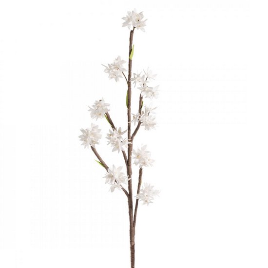 Sztuczny kwiat z pianki foamiran turkusowy Eurofirany - 82 cm - biały