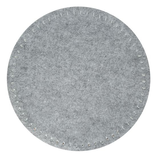 Podkładka stołowa srebrna GRACIA 2 z miękkiego filcu zdobiona kryształkami 38 cm Eurofirany - ∅ 38 cm - szary