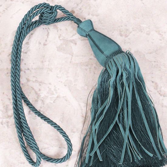 Dekoracyjny sznur ALISA turkusowy do upięć z chwostem Eurofirany - 80 cm - ciemnoturkusowy