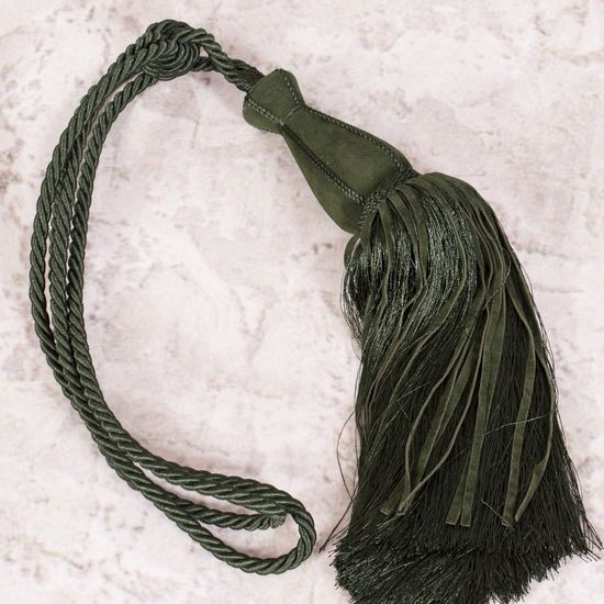 Dekoracyjny sznur ALISA zielony do upięć z chwostem Eurofirany - 80 cm - butelkowy zielony