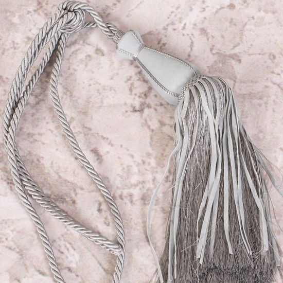 Dekoracyjny sznur ALISA srebrny do upięć z chwostem Eurofirany - 80 cm - jasnoszary