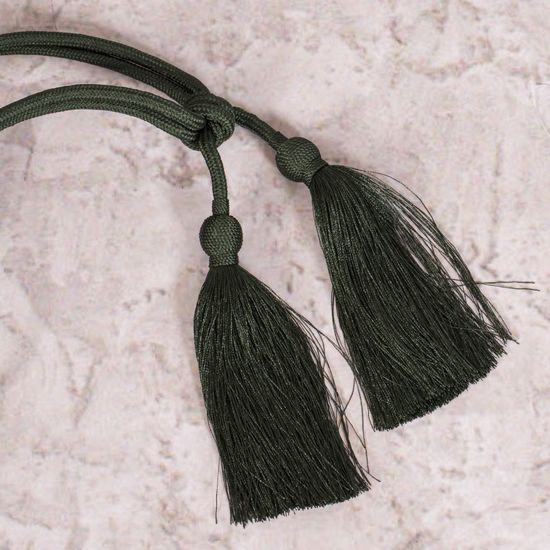Upinacz do zasłon i firan ciemny zielony TERESA sznur z dwoma chwostami 50 cm Eurofirany - 50 cm - ciemnozielony