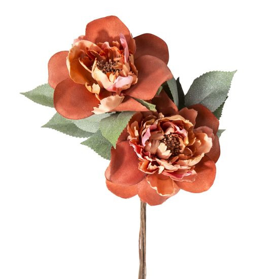 Kamelia morelowa gałązka sztuczne kwiaty na gałązce 43 cm Eurofirany - ∅ 11 x 44 cm - pomarańczowy