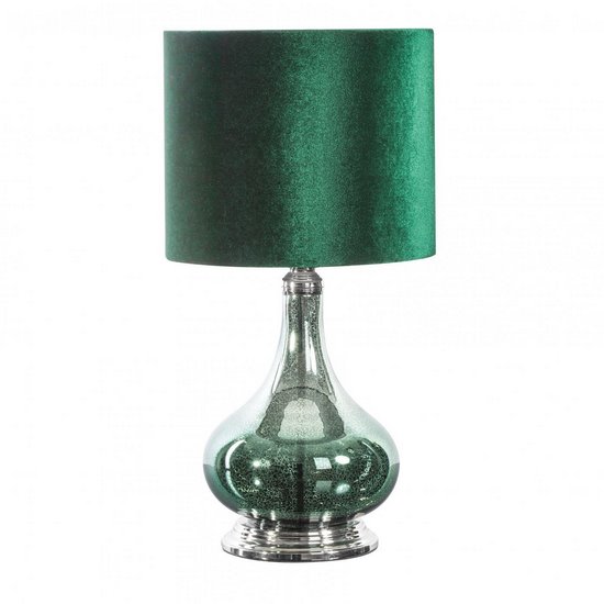 Lampa stołowa GABY zielona na szklanej podstawie zdobione efektem ombre Eurofirany - ∅ 32 x 61 cm - ciemnozielony