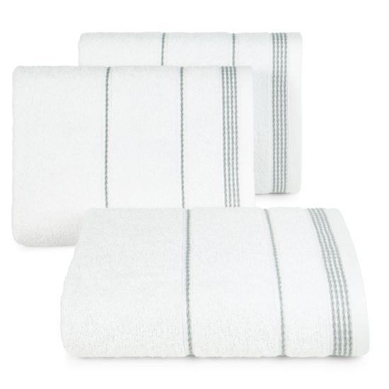 Ręcznik kąpielowy MIRA ze stębnowaną bordiurą Eurofirany - 50 x 90 cm - biały