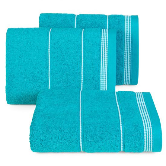 Ręcznik kąpielowy MIRA ze stębnowaną bordiurą Eurofirany - 50 x 90 cm - turkusowy