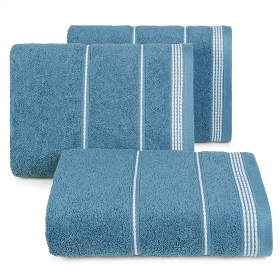 Ręcznik kąpielowy MIRA ciemnoniebieski ze stebnowaną bordiurą Eurofirany - 70 x 140 cm - ciemnoniebieski