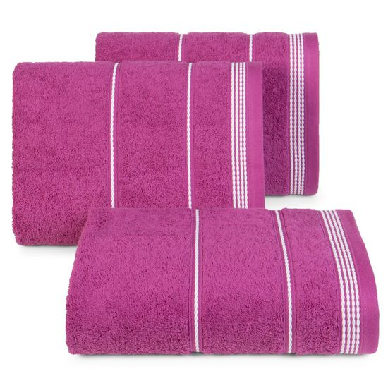 Ręcznik kąpielowy MIRA ze stębnowaną bordiurą Eurofirany - 50 x 90 cm - fioletowy