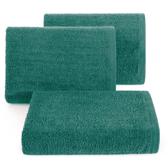 Gładki ręcznik kąpielowy z bawełny Eurofirany - 70 x 140 cm - butelkowy zielony