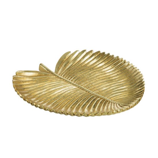 Patera dekoracyjna FEMI złocista w kształcie liścia palmowego Eurofirany - 28 x 28 x 3 cm - złoty