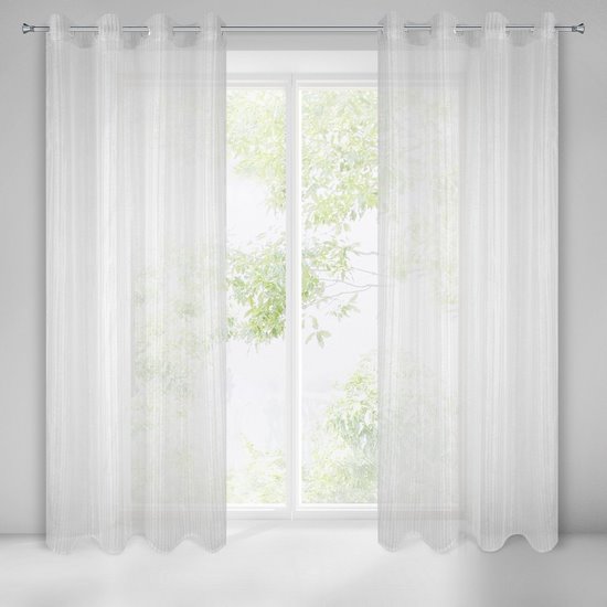 Dekoracja okienna TAMARA biała z delikatnej siateczki na przelotkach - 140 x 250 cm - biały