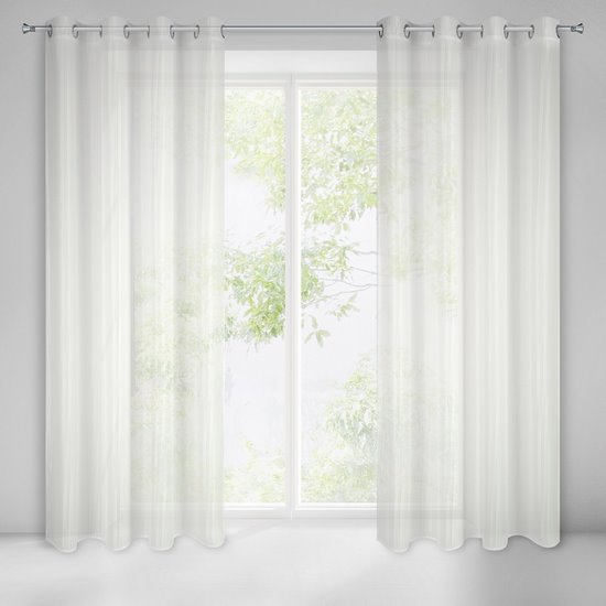 Dekoracja okienna DEZERA biała z siateczki w jodełkę  na przelotkach Eurofirany - 140 x 250 cm - biały
