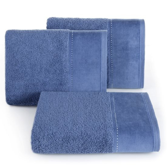 Ręcznik łazienkowy KARINA z szenilem i cyrkoniami Eva Minge Eurofirany - 50 x 90 cm - niebieski