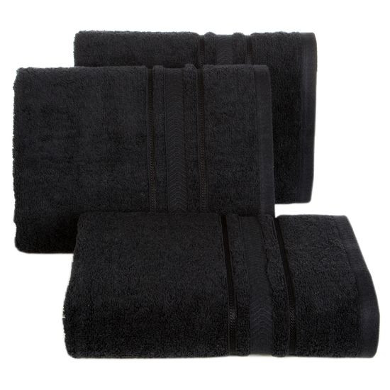 Czarny RĘCZNIK KĄPIELOWY z bawełny egipskiej ze lśniącą bordiurą 50x90 cm - 50 x 90 cm - czarny