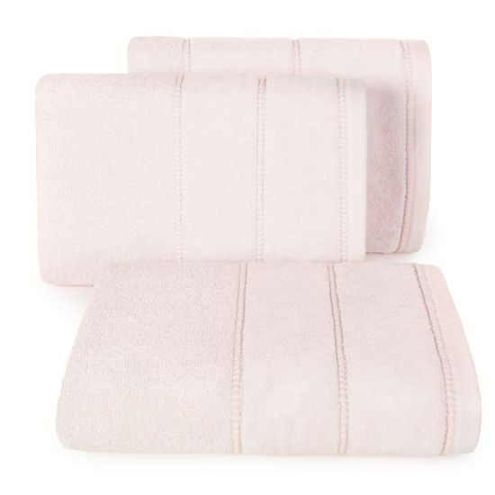 Ręcznik bawełniany jasny różowy MARI z bordiurą z welwetu 70x140 cm Eurofirany o gramaturze 500 g/m2 - 70 x 140 cm - różowy