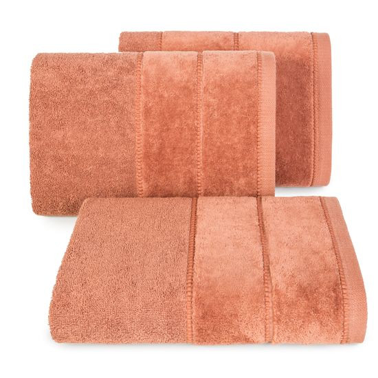 Ręcznik bawełniany MARI z bordiurą z welwetu Eurofirany - 50 x 90 cm - pomarańczowy
