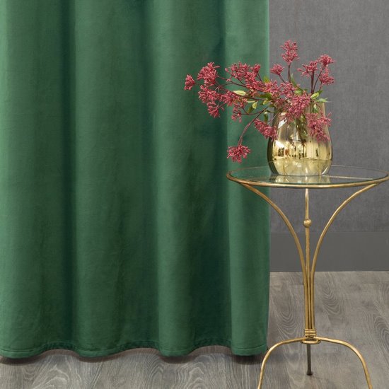 Rosa ciemna zielona matowa zasłona z welwetu gładka na taśmie 140x270cm DESIGN 91 - 140 x 270 cm - zielony