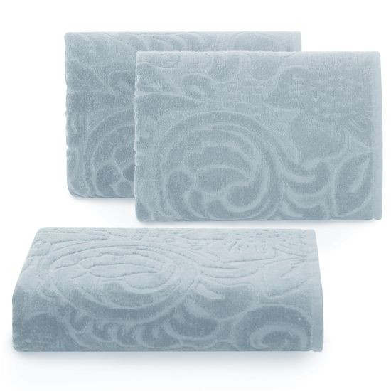 KALINA welewtowy ręcznik kąpielowy z żakardowym wzorem Eurofirany - 50 x 90 cm - srebrny