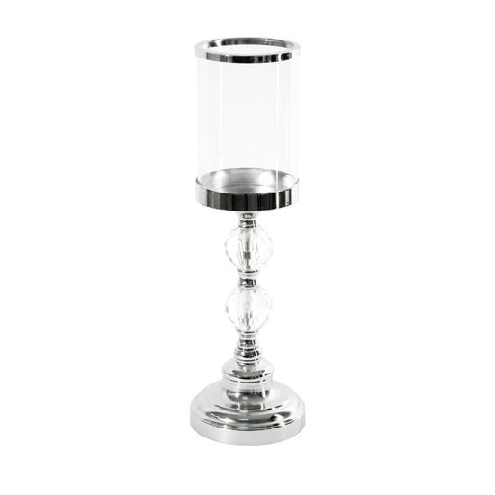 Świecznik szklany JULIE 3 na srebrnej podstawie 12x39 cm Eurofirany - ∅ 12 x 39 cm - srebrny