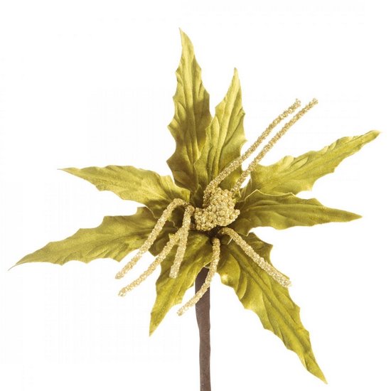 Jasny zielony kwiat dekoracyjny z welwetu na choinkę 30 cm Eurofirany - 30 cm - zielony