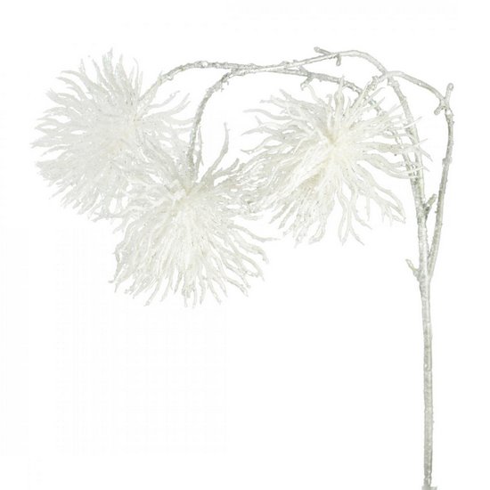 Biała gałązka dekoracyjna z trzema kulami 35x10 cm Eurofirany - 35 x 10 cm - biały